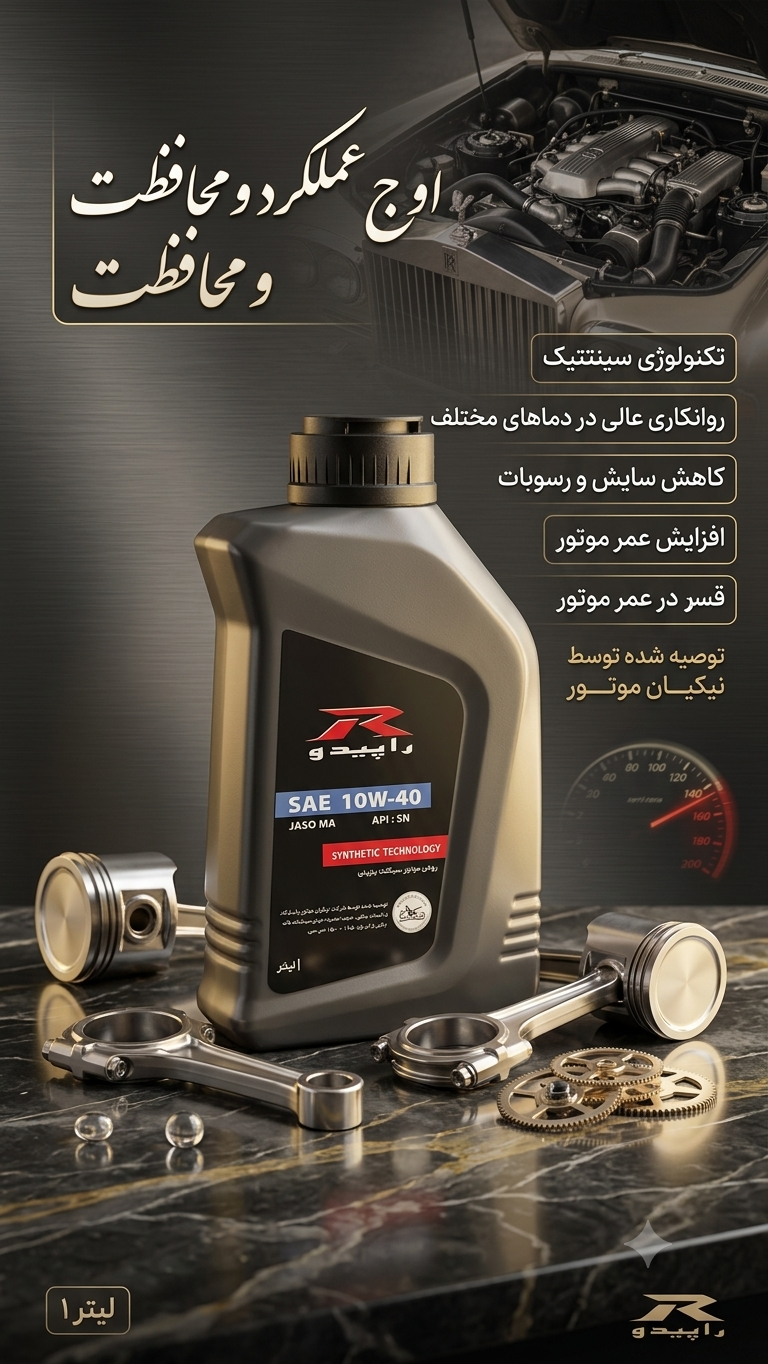 روغن موتورسیکلت راپیدو۱۰W۴۰ حجم ۱لیتر